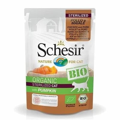 Cibo Umido Per Gatti SCHESIR CAT BIO POLLO/MAIALE/ZUCCHINE 16 X GR 85