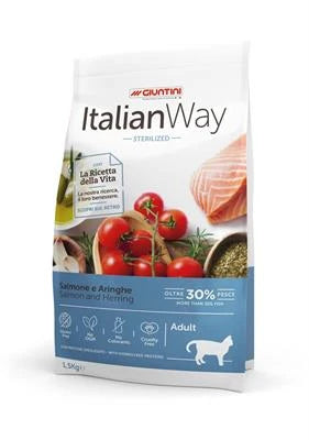MANGIME SECCO PER GATTI ITALIAN WAY CAT SALMONE/ARINGA KG 1,5