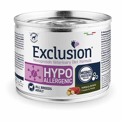 mangime umido per cani EXCLUSION UM CAVALLO/PATATE GR 200
