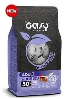 MANGIME SECCO PER CANI OASY DOG GRAIN FREE MEDIUM/LARGE ANATRA KG 2,5