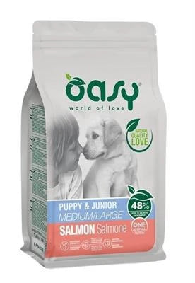 MANGIME SECCO PER CANI OASY PUPPY MEDIUM/LARGE SALMONE KG 2,5