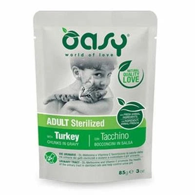 snack Per Gatti OASY CAT BOCCONI STERILIZED TACCHINO BUSTE 12 X GR 85