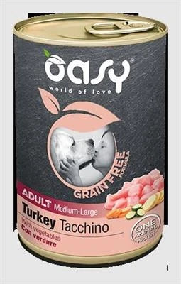 mangime umido per cani OASY DOG GRAIN FREE MEDIUM/LARGE GR 400 TACCHINO