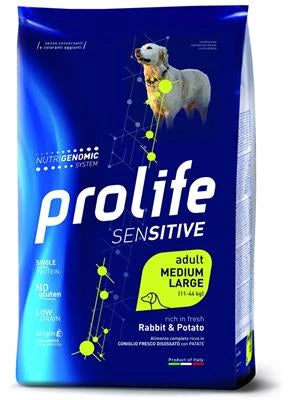 MANGIME SECCO PER CANI PROLIFE DOG SENSITIVE MEDIUM/LARGE CONIGLIO/PATATE KG 10
