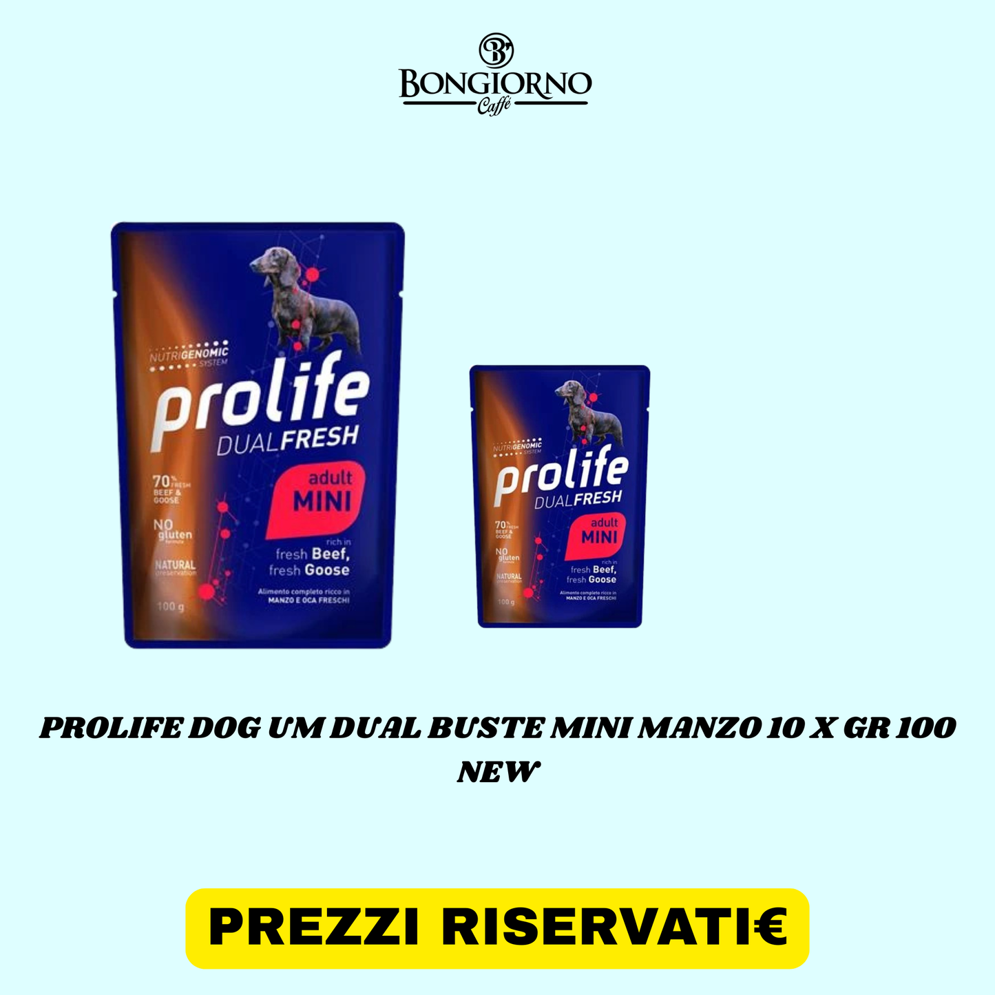 mangime umido per cani PROLIFE DOG UM DUAL BUSTE MINI MANZO 10 X GR 100 NEW
