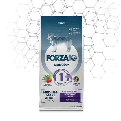 MANGIME SECCO  CANI FORZA 10 DOG MEDIUM MAXI SENSITIVE SKIN PESCE KG 10