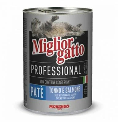 Cibo Umido Per Gatti MIGLIOR GATTO PATE' TONNO/SALMONE 24 X GR 400