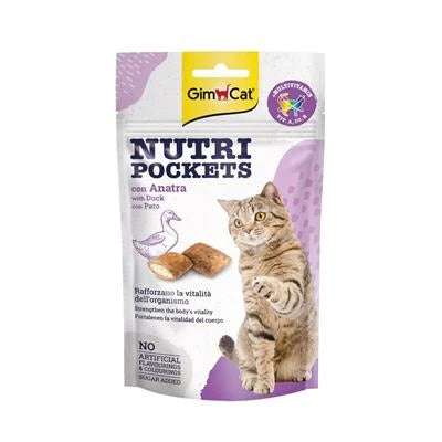 snack Per Gatti GIM CAT NUTRIPOCKETS CON ANATRA GR 60