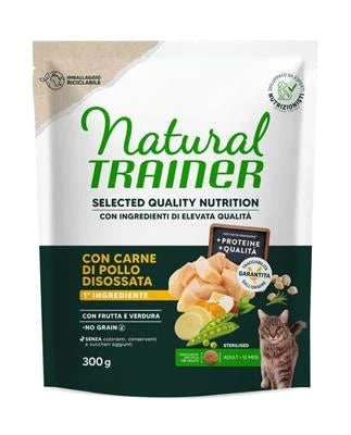 MANGIME SECCO PER GATTI TRAINER NAT SELECTED QUALITY CAT NO GRAIN STER POLLO GR 300