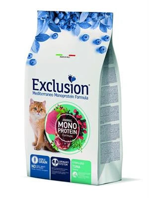 mangime umido per cani EXCLUSION MEDIT NOBLE CAT STERILIZED TONNO KG 1,5