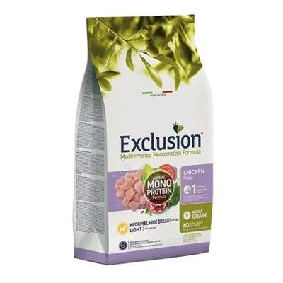mangime umido per cani EXCLUSION MEDIT NOBLE MEDIUM/LARGE LIGHT KG 12