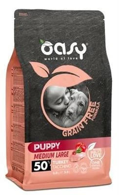 MANGIME SECCO PER CANI OASY DOG GRAIN FREE PUPPY MEDIUM/LARGE TACCHINO KG 2,5
