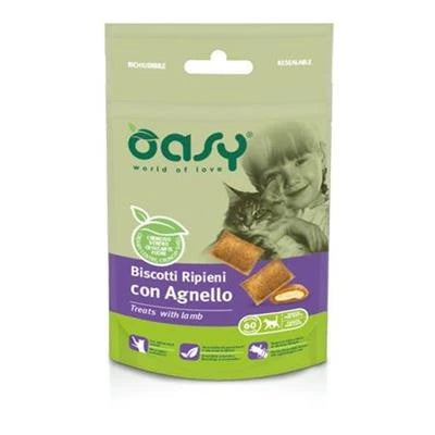 snack Per Gatti OASY CAT BISCOTTI RIPIENI AGNELLO GR 60
