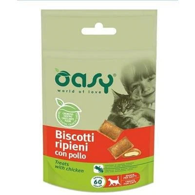snack Per Gatti OASY CAT BISCOTTI RIPIENI POLLO GR 60