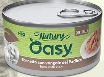 Cibo Umido Per Gatti OASY CAT NATURY TONNETTO/VONGOLE GR 85