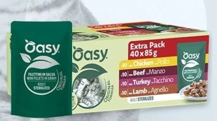 mangime umido per cani OASY ORIGINAL MULTIPACK STERILIZED SELEZIONE CARNE 40 X 85 GR