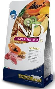 MANGIME SECCO PER GATTI ND CAT TROPICAL SELECTION NEUTERED KG 1,5 AGNELLO