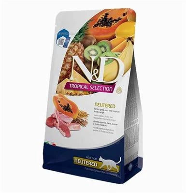 MANGIME SECCO PER GATTI ND CAT TROPICAL SELECTION NEUTERED KG 4+1 AGNELLO