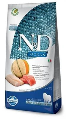 MANGIME SECCO PER CANI ND DOG OCEAN MAXI SALMONE/MERLUZZO/MELONE KG 12