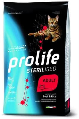 MANGIME SECCO PER GATTI PROLIFE CAT STERILIZED MANZO/RISO GR 400