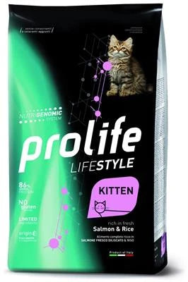 MANGIME SECCO PER GATTI PROLIFE CAT LIFESTYLE KITTEN SALMONE/RISO KG 1,5