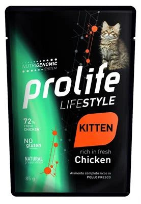 Cibo Umido Per Gatti PROLIFE CAT UM LIFE BUSTE KITTEN POLLO 12 X GR 85 NEW