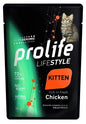 Cibo Umido Per Gatti PROLIFE CAT UM LIFE BUSTE KITTEN POLLO 12 X GR 85 NEW