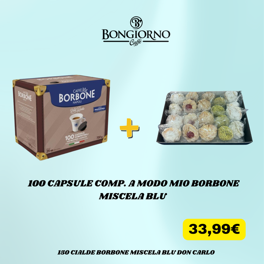 100 CAPSULE A MODO MIO LINEA BORBONE DON CARLO MISCELA BLU