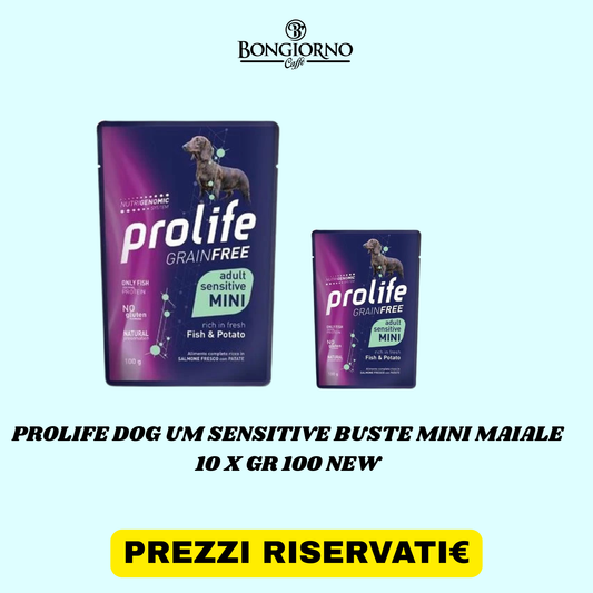 mangime umido per cani PROLIFE DOG UM SENSITIVE BUSTE MINI MAIALE 10 X GR 100 NEW