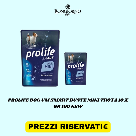 mangime umido per cani PROLIFE DOG UM SMART BUSTE MINI TROTA 10 X GR 100 NEW