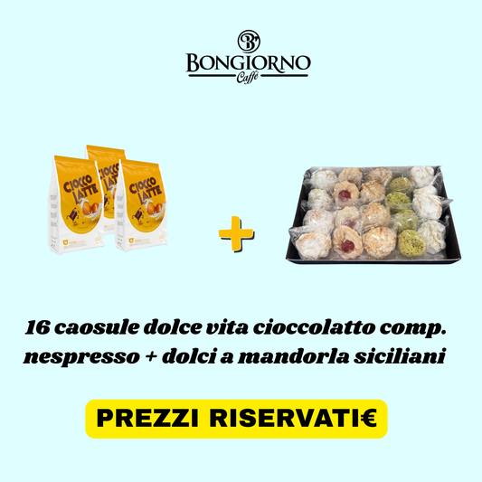 16 Capsule Dolce Vita Cioccolatte – Compatibili A Modo Mio + Omaggio Dolci Siciliani