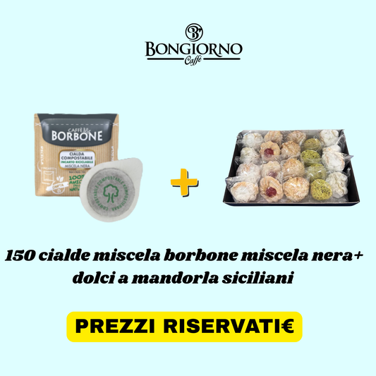 150 Cialde Caffè Borbone Miscela Nera + Dolci Siciliani in Pasta di Mandorla in Omaggio