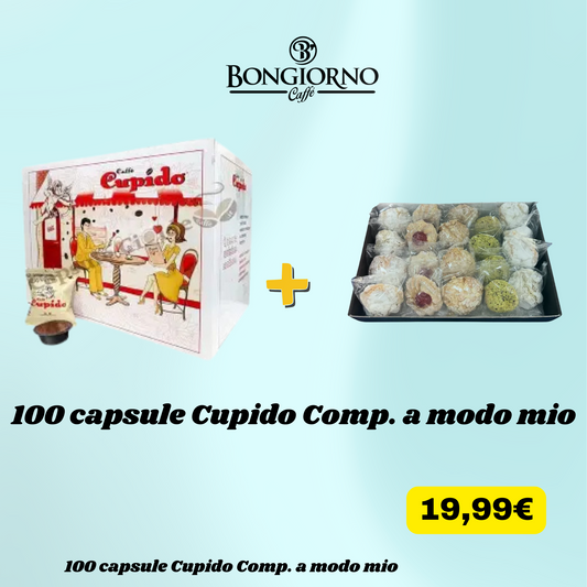 100 Capsule Cupido Compatibili A Modo Mio® + Dolci Siciliani in Omaggio