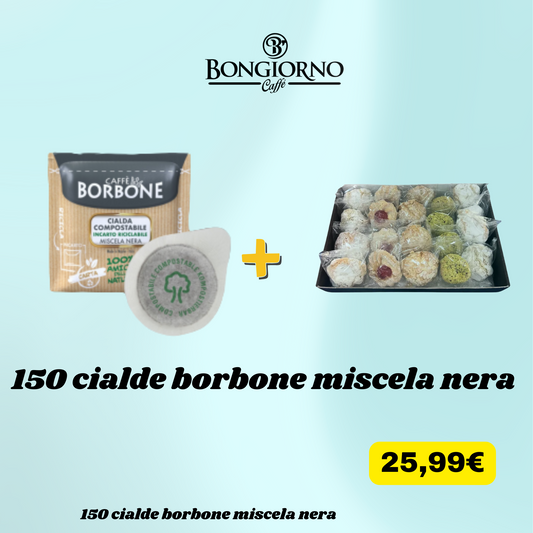 150 Cialde Caffè Borbone Miscela Nera + Dolci Siciliani in Pasta di Mandorla in Omaggio