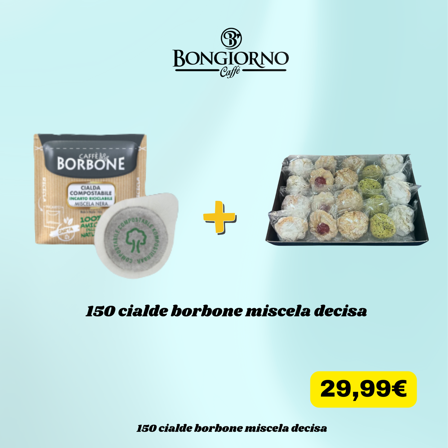 150 Cialde Caffè Borbone Miscela Nera + Dolci Siciliani in Pasta di Mandorla in Omaggio