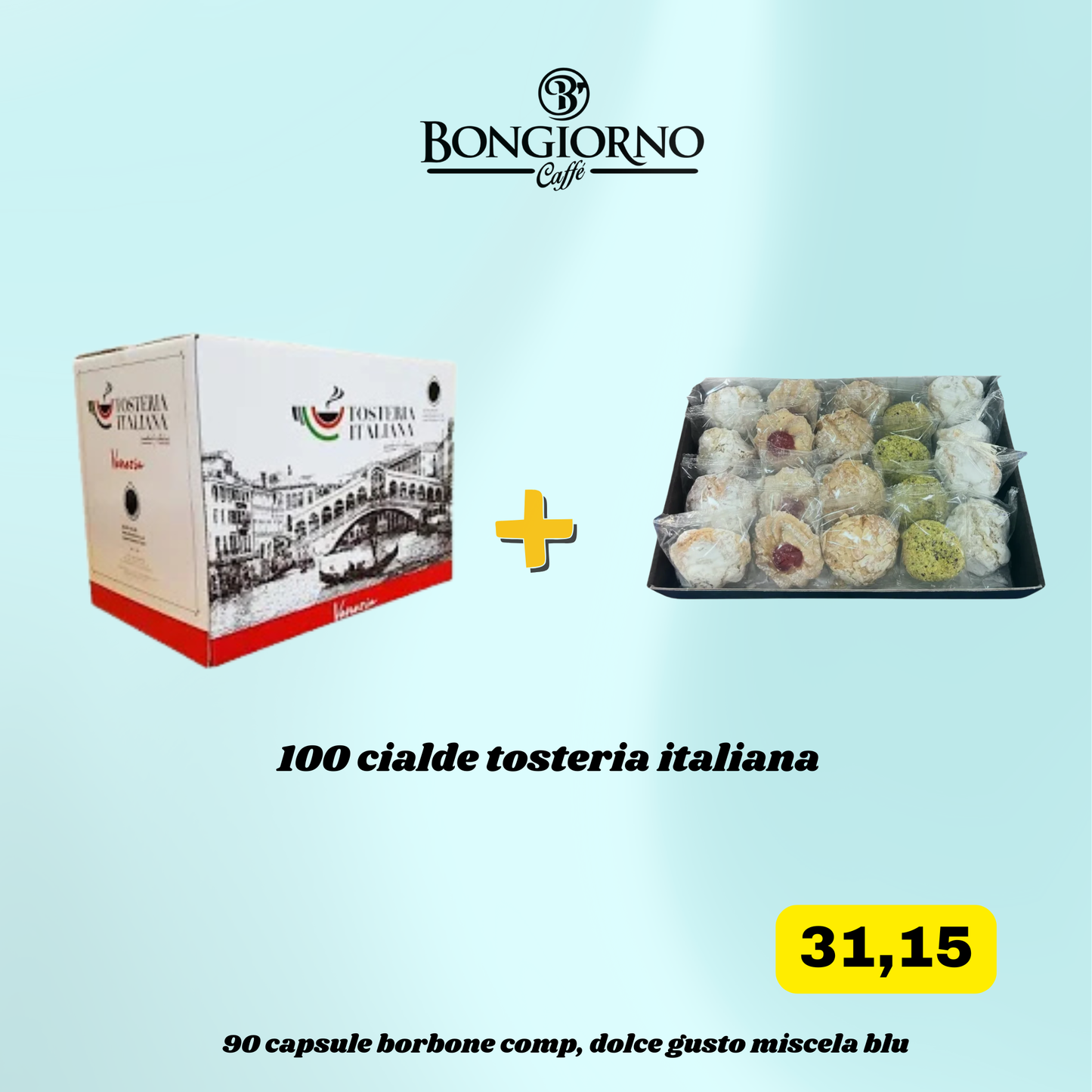 100 Cialde Tostiera Italiana Miscela Venezia +  Dolci Siciliani in Omaggio