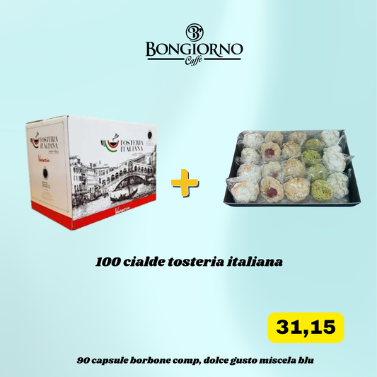 100 Cialde Tostiera Italiana Miscela Venezia +  Dolci Siciliani in Omaggio
